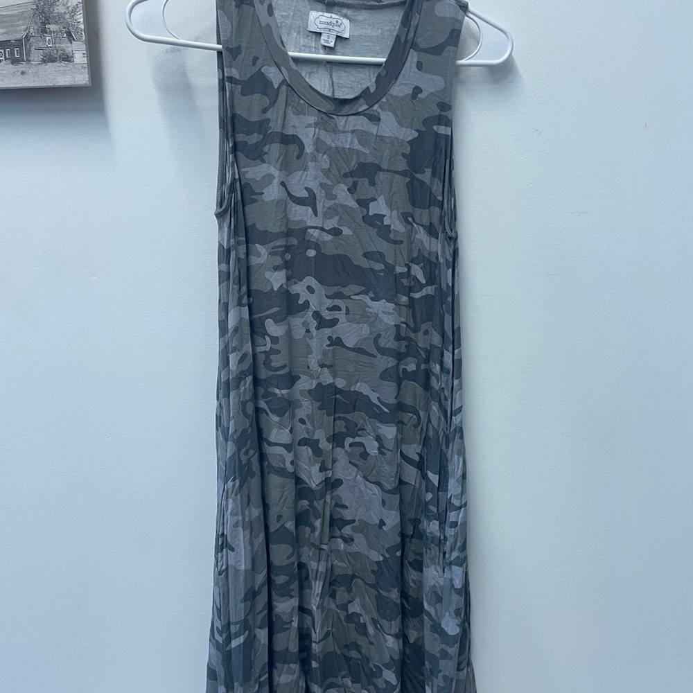 Mud Pie Gray Camouflage Tank Dress